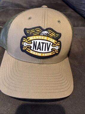 Native Olive Green Trucker Hat with Yellow Patch